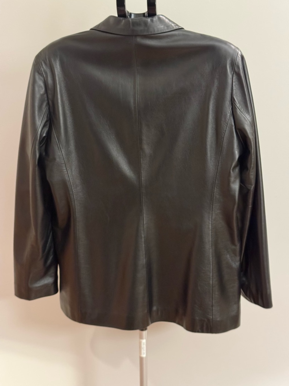 Coach Women’s Black 100% Leather Button-Front Blazer Jacket - Size XL - Picture 9 of 12